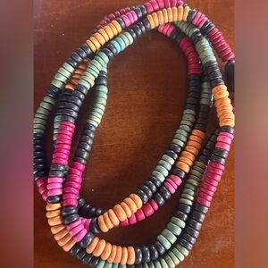 Lot of 7 wooden bead necklaces various lengths